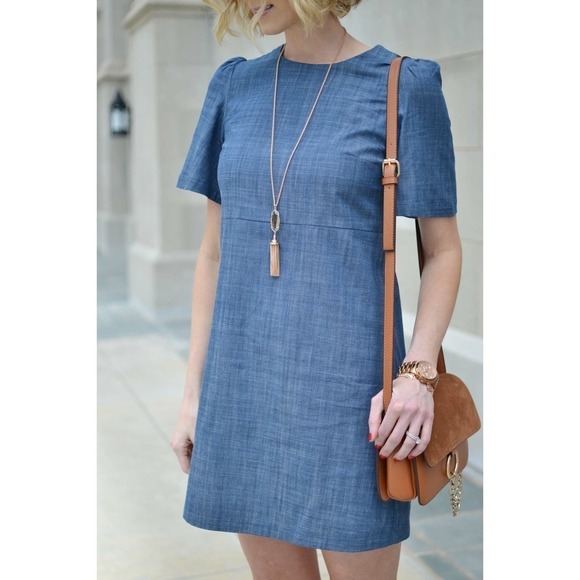 WAYF  Blue Chambray A-Line Dress Size Medium - Picture 1 of 7